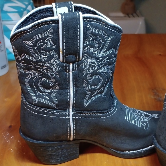 Durango black Embroidered Western Boots kids size 12 - Picture 5 of 8